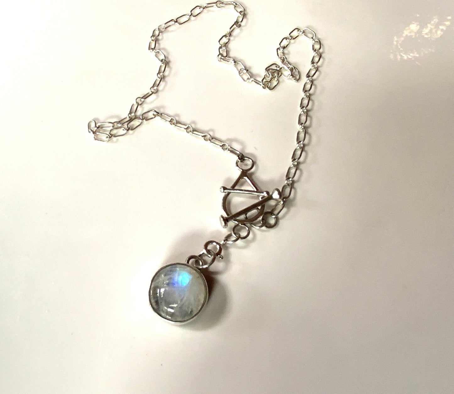 Silver Toggle Choker and Pendant Detachable Moonstone Pendant - Evitts Creek Arts