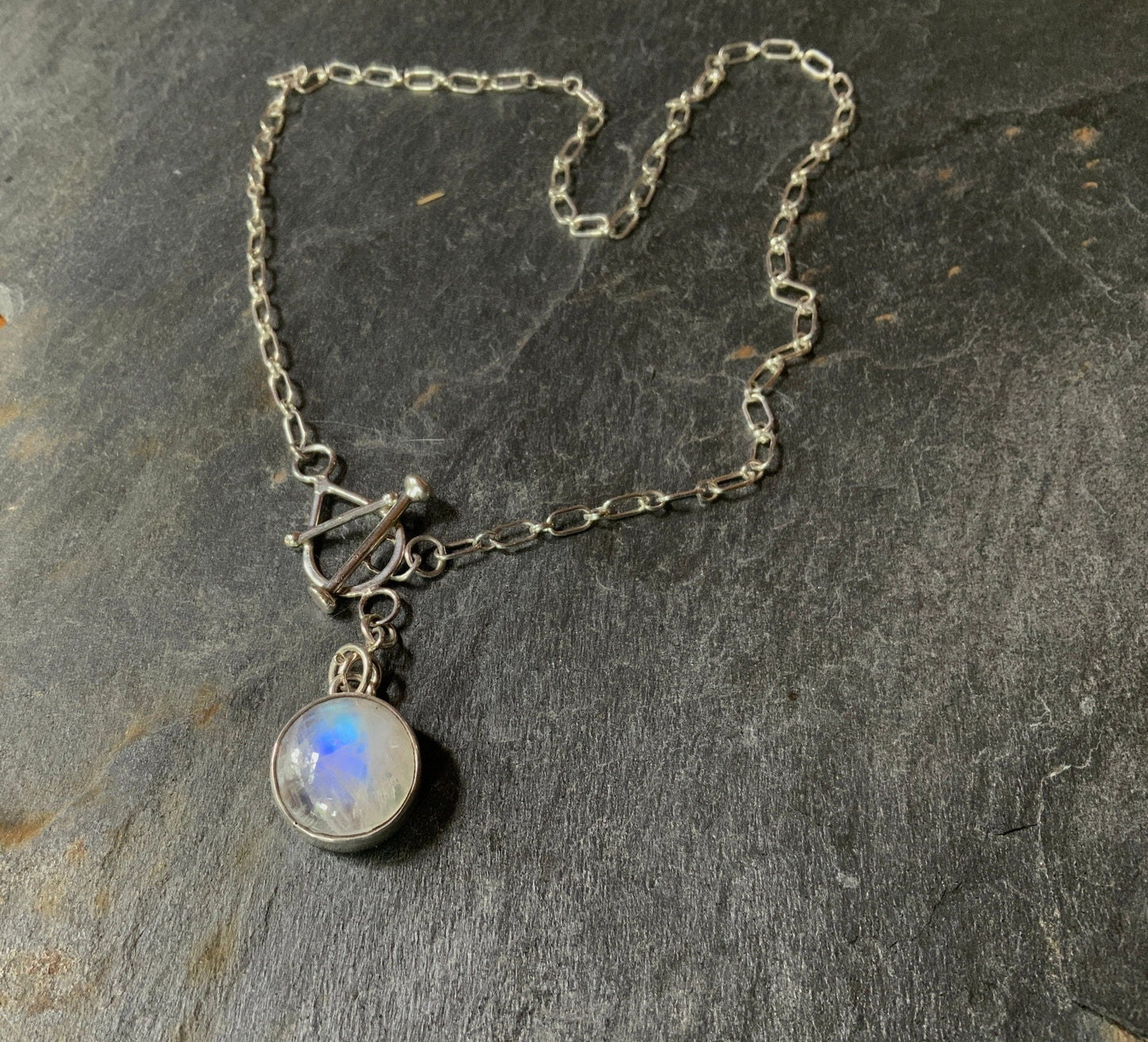 Silver Toggle Choker and Pendant Detachable Moonstone Pendant - Evitts Creek Arts