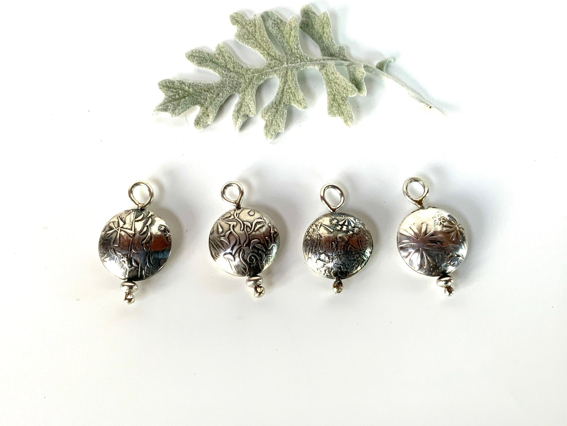 Sterling Silver Wildflowers Lentil Bead Charms - Evitts Creek Arts