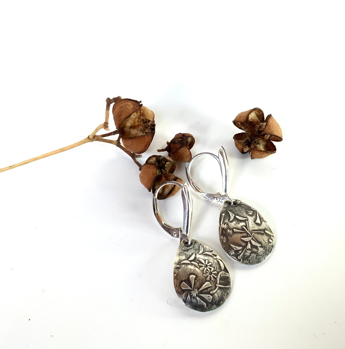 Wildflower Silver Teardrop Earrings - Evitts Creek Arts