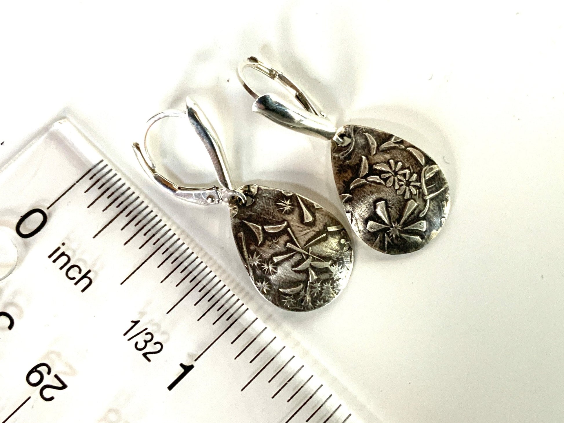 Wildflower Silver Teardrop Earrings - Evitts Creek Arts