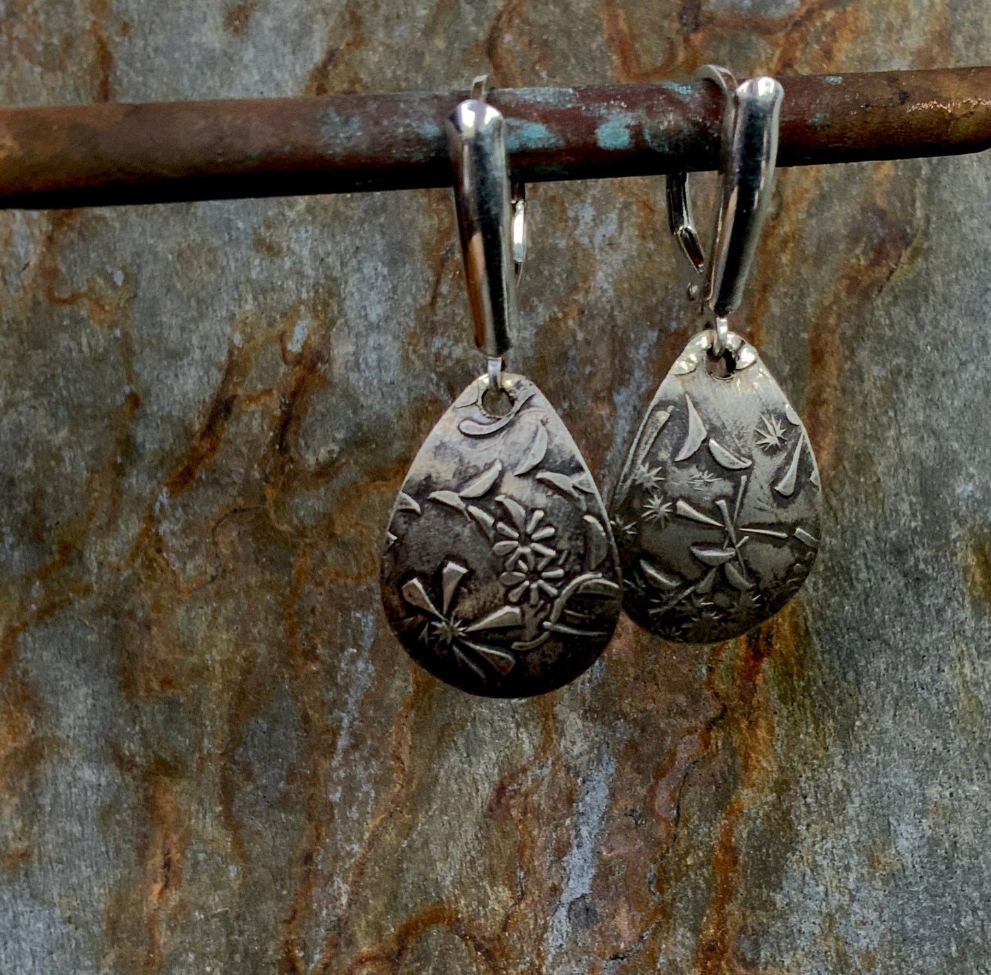 Wildflower Silver Teardrop Earrings - Evitts Creek Arts