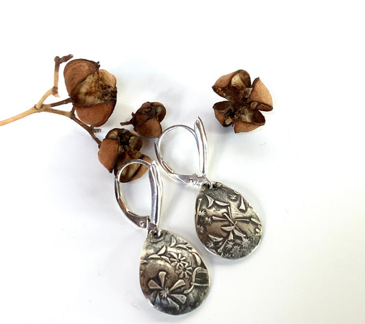 Wildflower Silver Teardrop Earrings - Evitts Creek Arts