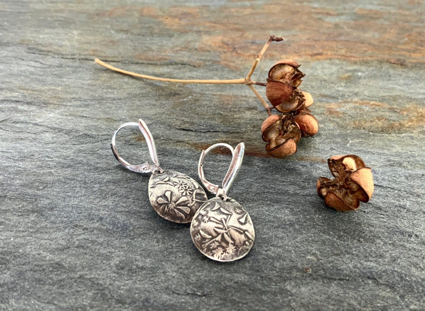 Wildflower Silver Teardrop Earrings - Evitts Creek Arts