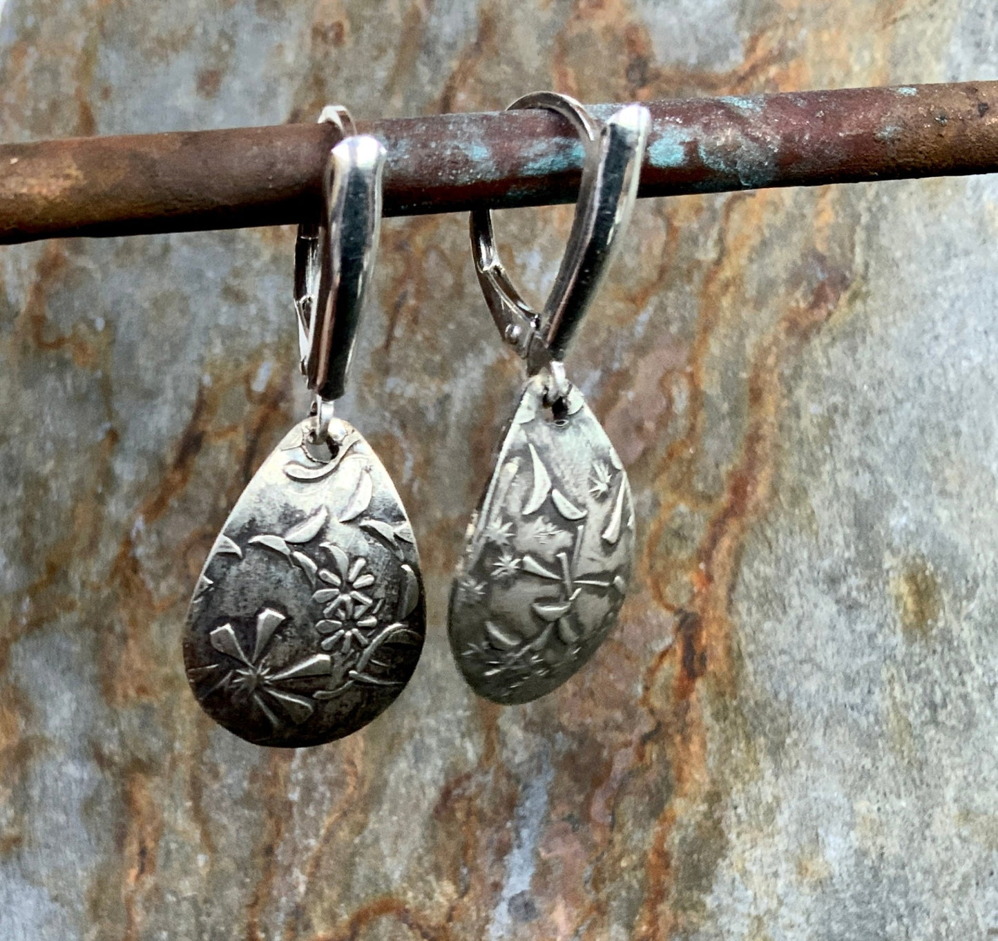 Wildflower Silver Teardrop Earrings - Evitts Creek Arts